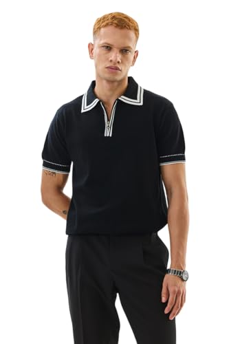 Image of SNITCH Men's T-Shirt | Slim Fit Polo Collar with Zip Closure & Contrast Detailing | 100% Cotton Fabric for Casual & Street Wear
