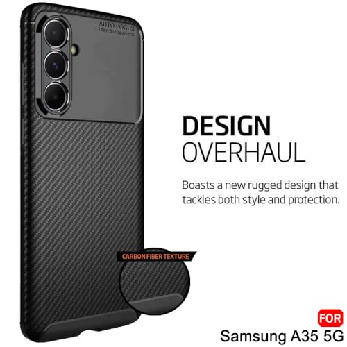 Image of TheGiftKart Rugged Carbon Fibre for Samsung Galaxy A35 5G Armor Back Cover Case | Shockproof & Protective | Stunning Minimalist Design Back Case Cover for Samsung Galaxy A35 5G (TPU, Black)