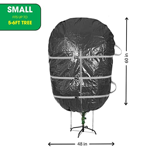 Propik Upright Christmas Tree Storage Bag - Fits 6 Ft. Xmas Tree - Heavy Duty Polyethylene, Waterproof Bag For Christmas Tree Storage - Reusable, Adjustable, Zipper Closure, Ergonomic Handles For Transportation (6Ft, Black) #TOP3