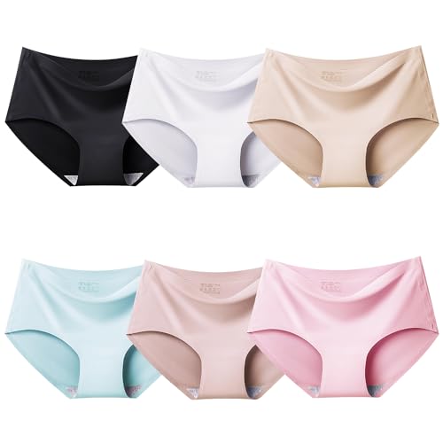 Domee Teen Girls Seamless Underwear No Show Panties Pack of 6 Invisible Briefs