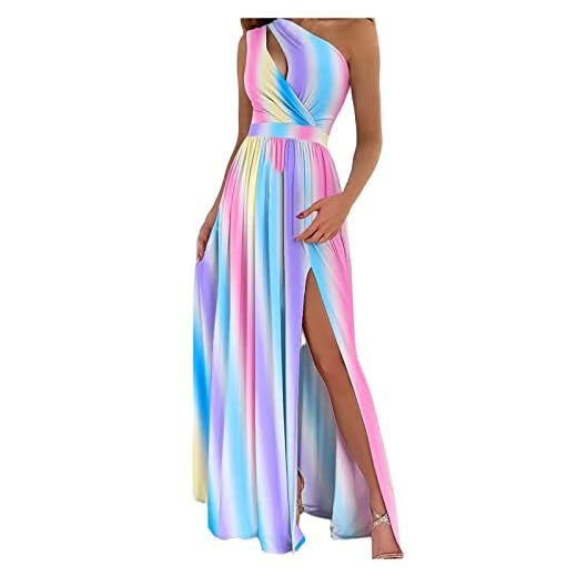 Sommerkleid Damen Abendkleid Sexy Trägerlos Aushöhlen Neckholder Hohe Taille Maxikleid mit Schlitz Elegant Lange Kleider Cocktailkleid Abendkleider Maxikleider Lang Partykleid Ballkleid Festkleid