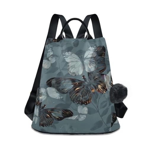 ALAZA Vintage Flowers and Colorful Butterflies Backpack Purse for Women Travel Casual Daypack College Bookbag Work Business Ladies Shoulder Bag