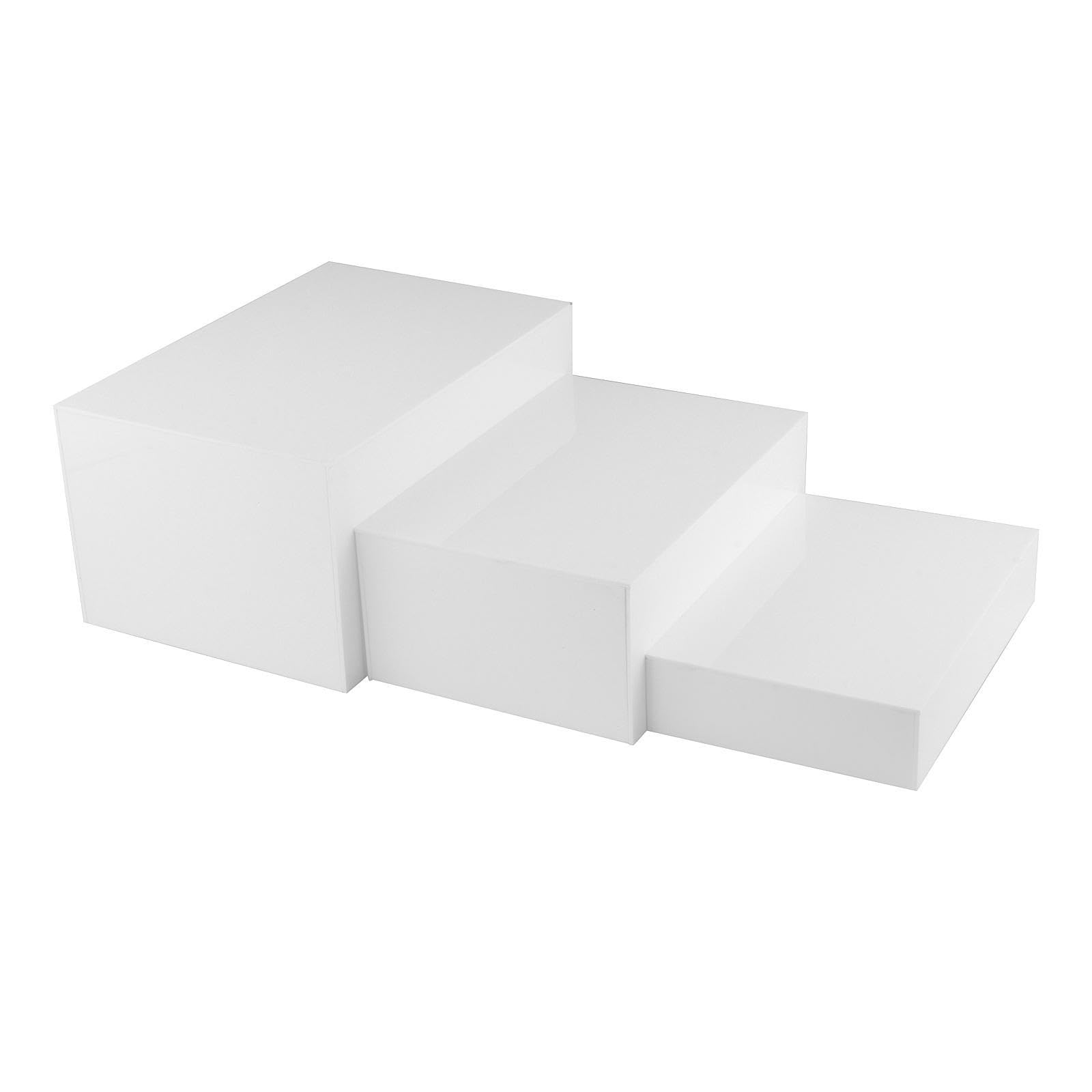 Generic 3x Buffet Risers Jewelry Display Risers Cake Stand Acrylic Cube Display Nesting Risers for Event Dessert Counter Figures Show , White, Multi