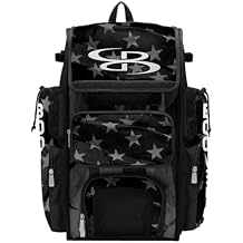 Boombah Superpack Bat Bag - Backpack Version no wheels - Holds 4 Bats - USA Delta Charcoal/Black/White