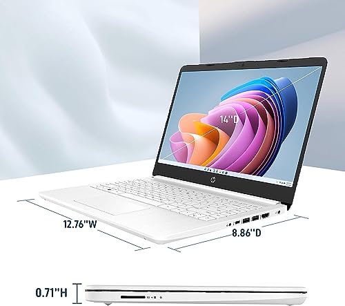 HP Stream Laptop HD fino e leve de 14 polegadas, Intel Celeron N4120, 16 GB de RAM, armazenamento eMMC de 64 GB, bateria de longa duração, webcam HD, HDMI, branco, Office 365 1 ano, Windows 11 S,
