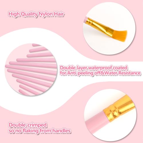 OWill 30 PCS Paint Brush Set, Nylon Professional Artist Paint Brushes for Acrylic Painting, Oil Painting, Watercolor Painting,Face Painting, Small Acrylic Paint Brushes for Artists, Adults, Kids(Pink) 6 OWill 30 PCS Paint Brush Set, Nylon Professional Artist Paint Brushes for Acrylic Painting, Oil Painting, Watercolor Painting,Face Painting, Small Acrylic Paint Brushes for Artists, Adults, Kids(Pink) - Image 6