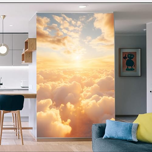 Custom Size Wall Murals - Hand-Painted Clouds, Red Clouds - Self-Adhesive Removable Peel and Stick Wallpaper for Living Room