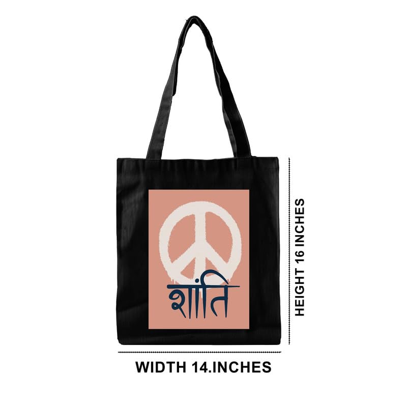 Image of Canvas Tote Bag for Women | Heavy Duty 15kg Capacity | Printed Shopping & Travel Bag with Zip