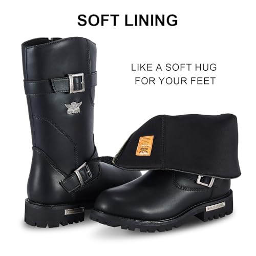 Men's Motorcycle Boots PU Leather Waterproof With Side Zipper For Motorbike Riding Work Outdoor 5