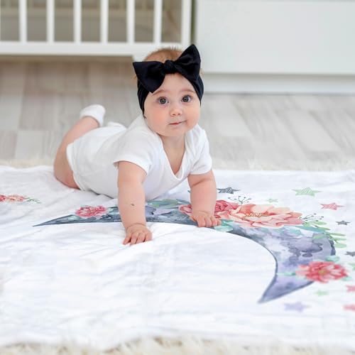 Image of Twin Milestone Blanket - 60 inch x 40 inch Baby Gifts for Twins - Large Double Moon Floral Monthly Age Backdrop - Premium 250GSM Soft Fleece - Newborn Multiples Stuff & Shower Present