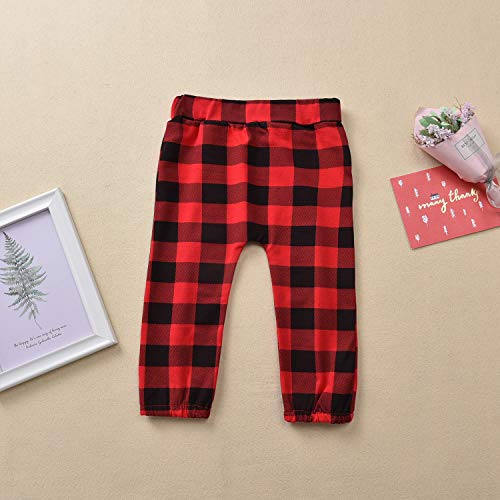 Baby Boy Half Birthday Outfit, Infant Buffalo Plaid Gentlemen Romper Bodysuit For 1/2 Birthday Party Cake Smash Clothes (Red, 6-9 Months) #TOP4