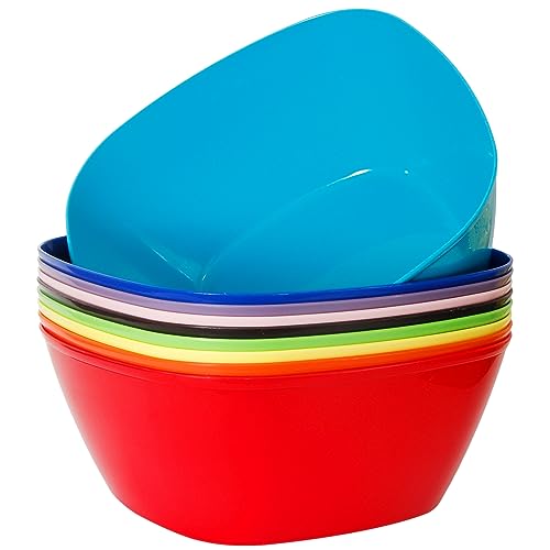 Youngever SQURE SERVING BOWLS 9 Pack 120 Ounce Plastic Mixing And Serving Bowls, Square Popcorn Bowls cover