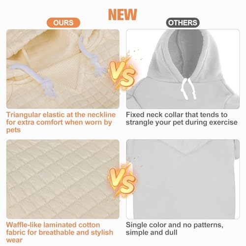Image of BEAUTYZOO Dog Hoodies Sweater for Large Dogs,Waffle‑Like Laminated Pet Coat | Warm Dog Sweatshirt with Pocket & Leash Hole,Pullover Clothes for Girl Boy Dogs,Stretchy & Easy‑On‑Off,Labrador & Great Danes