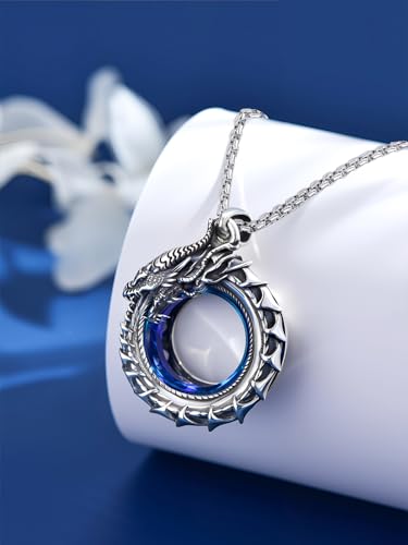 Dragon Necklace for Men S925 Sterling Silver Crystal Pendant Dragon Jewelry Gifts for Women Her4