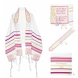 3 ARCHES USA, The Blessing Tallit, 73”X 33” Messianic Prayer Shawl Christian-Messianic Large Tallit With Bag & Brochure (Pink)
