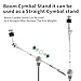 2 Pack Boom Cymbal Stand + Drum Sticks Holder + Two Pair of 5A Drum Sticks, Adjustable Cymbal Stand With Counterweight Adapter for Heavy Duty Mounting Crash, Ride, Splash Cymbals, Double Braced Legs