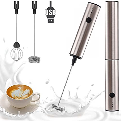 Gfhrisyty Milchaufschäumer, elektrischer Hand-Schneebesen, Kaffee-Aufschäumer, USB-wiederaufladbar, 3 Geschwindigkeiten… – Bild 3