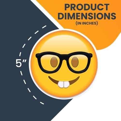 Magnet Me Up Nerd Face Emoticon Magnet Decal, 5 Inch Round, Cute Self-Expression Decorative Magnet for Car, Truck, SUV, Or Any Other Magnetic Surface