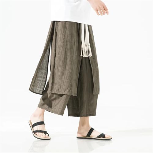 Men Casual Wide Leg Pants Streetwear Irregular Harem Pants Solid Color Vintage Skirts Trousers3