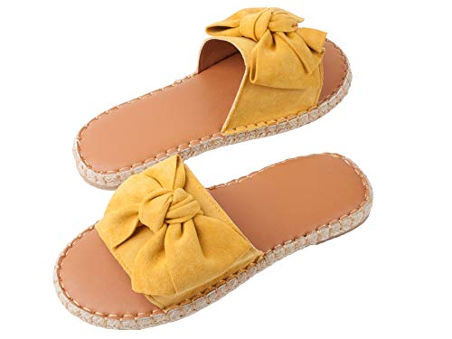 YYW Slides for Women Flat Slide Sandals Slip On Open Toe Sandals Casual Style with Bowknot Ornament for Summer Outdoor Indoor4