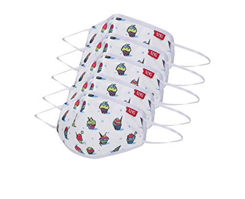 Image of Wiki Champs Mask for Adults (Cupcake, White, Large Size, Pack of 5)