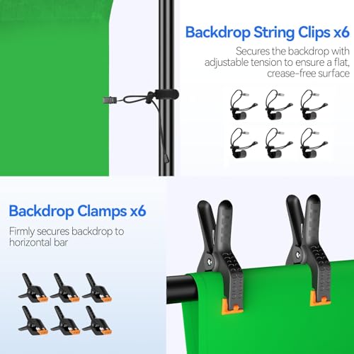 Kit de Fondo Verde con Soporte Ajustable EMART 7x10ft miniatura 6