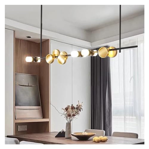 Lustre lumineux LED haut de gamme suspendu or et noir pour une décoration artistique de salle