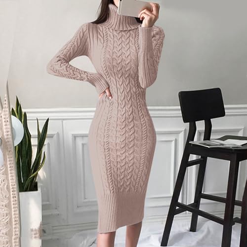 Robe pull col roulé en maille extensible idéale pour vos tenues de bureau