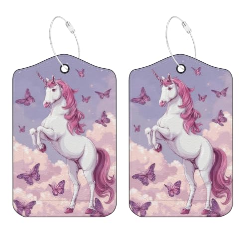 Image of Unicorn Luggage Tags 2 Pack, PU Leather Privacy Flap