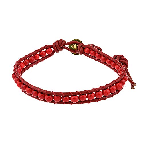 AeraVida Enchanted Ohm Reconstructed Red Coral Handmade Bracelet