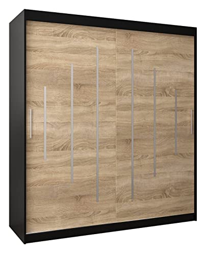 Kryspol York Schwebetürenschrank 180 cm Schwarz Sonoma