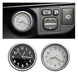 GLSOWEE 2PCS Car Mini Clock, Car Luminous Clock with Adhesive, Car Air Vent Clip Quartz Clocks, Car Dashboard Clocks, Universal Car Watch Accessories for Home Boat Truck SUV Car (Black+White)
