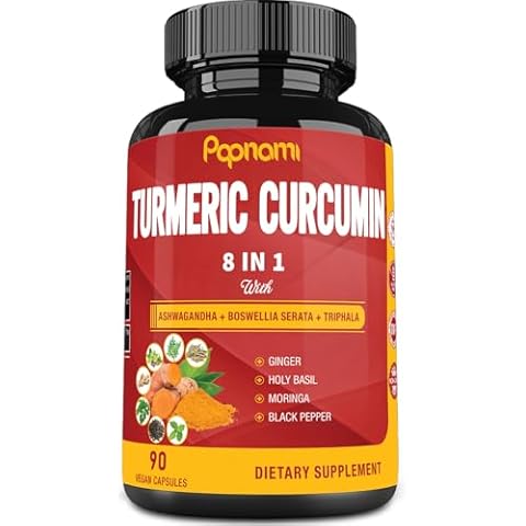 Turmeric Curcumin Extract Capsules - 90 Counts 3 Month Supply - Blended Ashwagandha, Moringa, Ginger & More - Immunity, Joint, Digestive & Wellness Support Cover