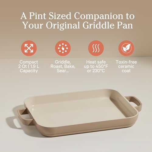 Image of Our Place Mini Griddle Pan | 9 inch (2 Qt) Nonstick Ceramic Griddle Pan for Stovetop & Oven | PFAS-Free, Oven-Safe up to 450F, Easy-Grip Handles | Steam
