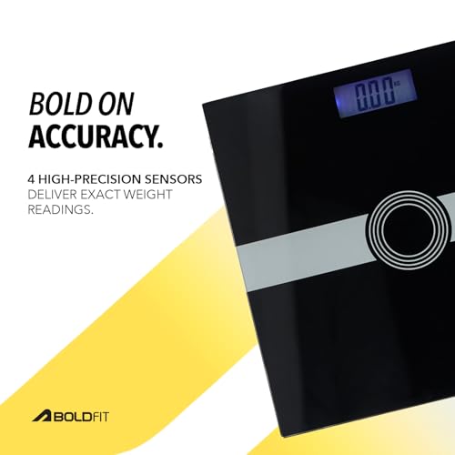 Image of Boldfit Weight Machine for Home Digital Weighing Machine for Human Body with LCD Display Max Weight Capacity 180Kgs (Batteries Not Included) - Bathroom Scale for Home