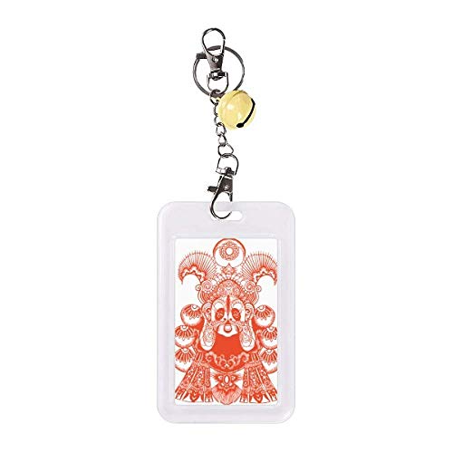 Masque d'opéra de Pékin rouge en coupe papier avec porte-badge RFID protecteur