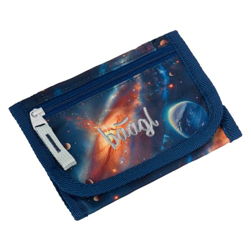 Baagl Brustbeutel Kinder - Geldbörse für Jungen - Geldbeutel, Mini Portemonnaie, Kleingeld Münzbörse (Weltraum)