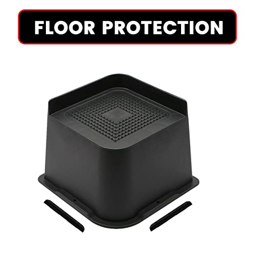 Mymulike Bed Risers 4 Inch,6 Inch, 8 Inch, Oversized Furniture Risers, Support Up To 6000 Lbs, Lift 4 Inch For Couch, Sofa, Table,Chair (Black 4 Pack, 4 Inch) #TOP5