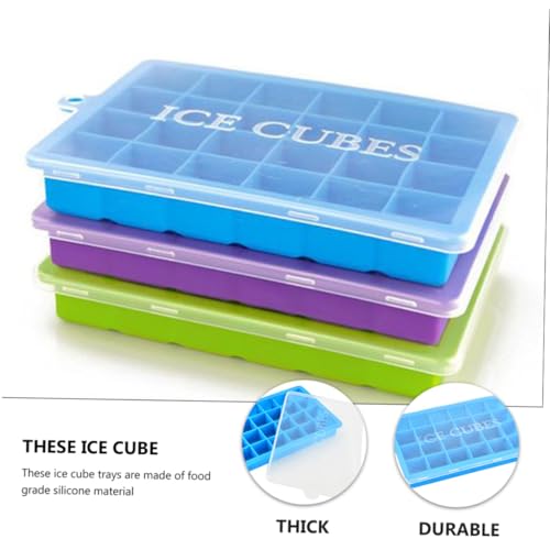 Molde para cubitos de hielo de silicona Healifty 3 piezas con tapa miniatura 2