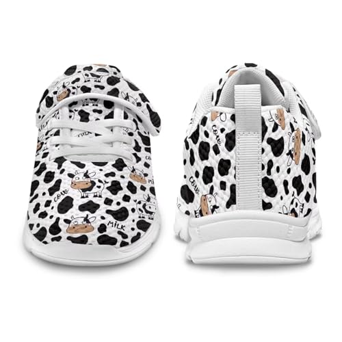 Kids Walking Shoes Breathable Lace-Up Tennis Sneakers Boys Girls Lightweight Elastic Shoes for Sport US 11-15 White Sole3