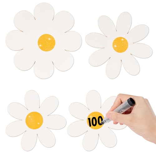 Image of Spring Daisy Flower Paper Cutouts - 100Pcs Glitter White Daisy Flower Paper Cutouts for Boho Groovy Retro Themed Birthday Baby Shower Easter Party Favor Supplies Home School Bulletin Board Wall Decor