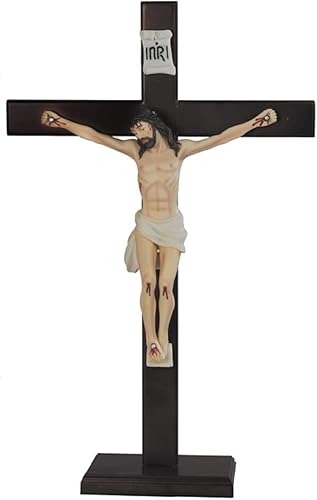 ICE ARMOR Jesús clavado en la cruz, cruz de pared de bronce de 24 pulgadas de alto, Crucifijo sagrado, estatua religiosa de decoración