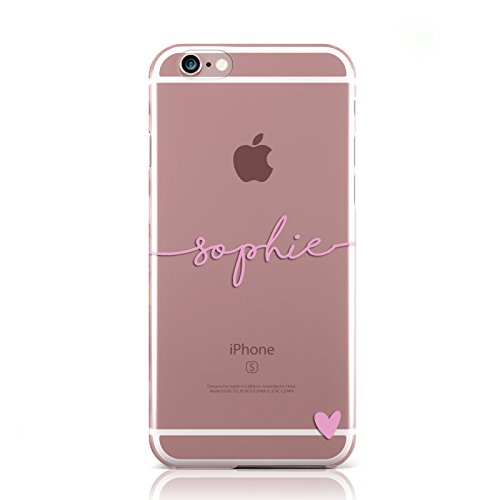 Dyefor Funda Transparente para teléfono móvil con diseño de Nombre Personalizado y Corazones Apple iPhone, 8. Pink Name & Heart Clear, Apple...