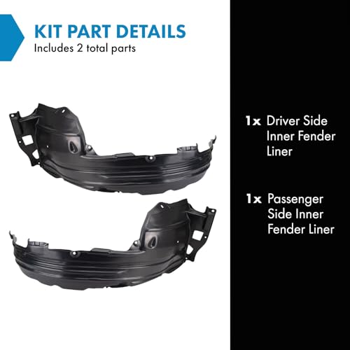 Image of TRQ Inner Fender Liner Set Compatible with 2007-2012 Acura RDX AC1248122 AC1249122