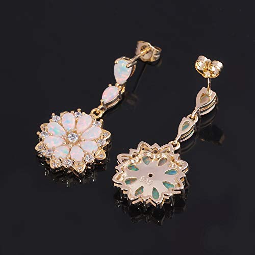 CiNily 18K White Gold Plated Opal Sutd Drop Earrings for Women Ladies Gemstone Dangle Earrings Opal Jewelry Gifts4