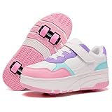 Joyfultime Kids Shoes with Wheels Boys Girls Roller Skate Shoes Wheeled Athletic Sneakers Suitable for Beginners