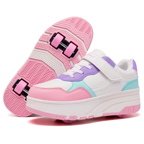 Joyfultime Kids Shoes with Wheels Boys Girls Roller Skate Shoes Wheeled Athletic Sneakers Suitable for Beginners