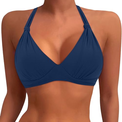 Generisch Top de bikini para mujer, talla grande, parte superior de natación para mujer, cobertura completa, parte superior de traje de baño, sujetador deportivo, parte superior de traje de baño, sin