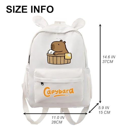 Capybara Backpack Kawaii Capibara Bag Cute Animal Mochila De Capybara for Daily Casual Travel Daypack Capivara Capibara Kapibara Cabybara Captbara Bara Interesting Backpack White22
