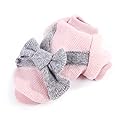 SMDARROY Cute Pet Puppy Cat Warm Jumper Sweater Bow Knitwear Coat Apparel Clothes Sweatershirt Winter Flannel Small Dog Chihuahua Yorkshire Hoodie Clothes Dog jacket